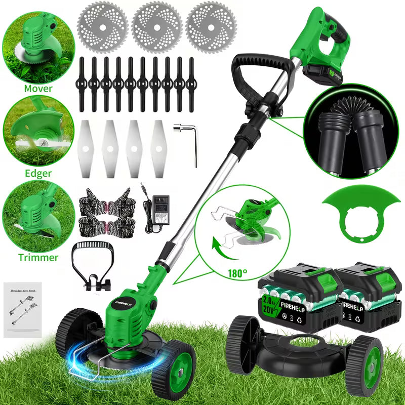 Portable Cordless Electric Lawnmower for Home Use, Garden Weeder/Cordless Trimmer