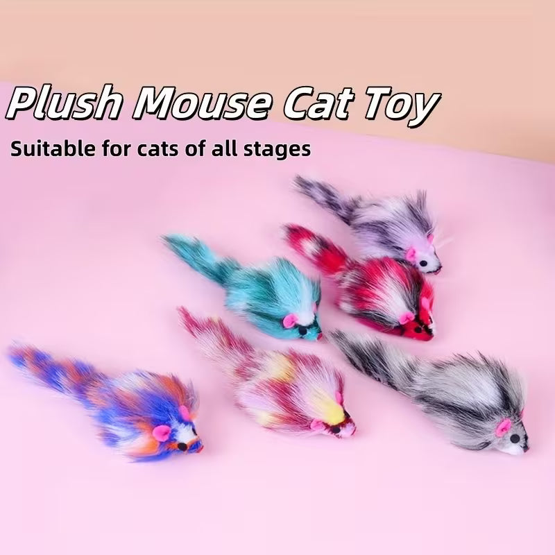 Colors Cat Toys Mouse, Colorful Simulation Plush Chew Toy, Cat Set
