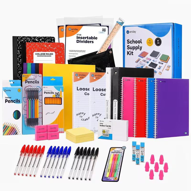 Enday Back to School Supplies High School Kit for Kids with Folders, 100+ Piece Notebooks, Pencils