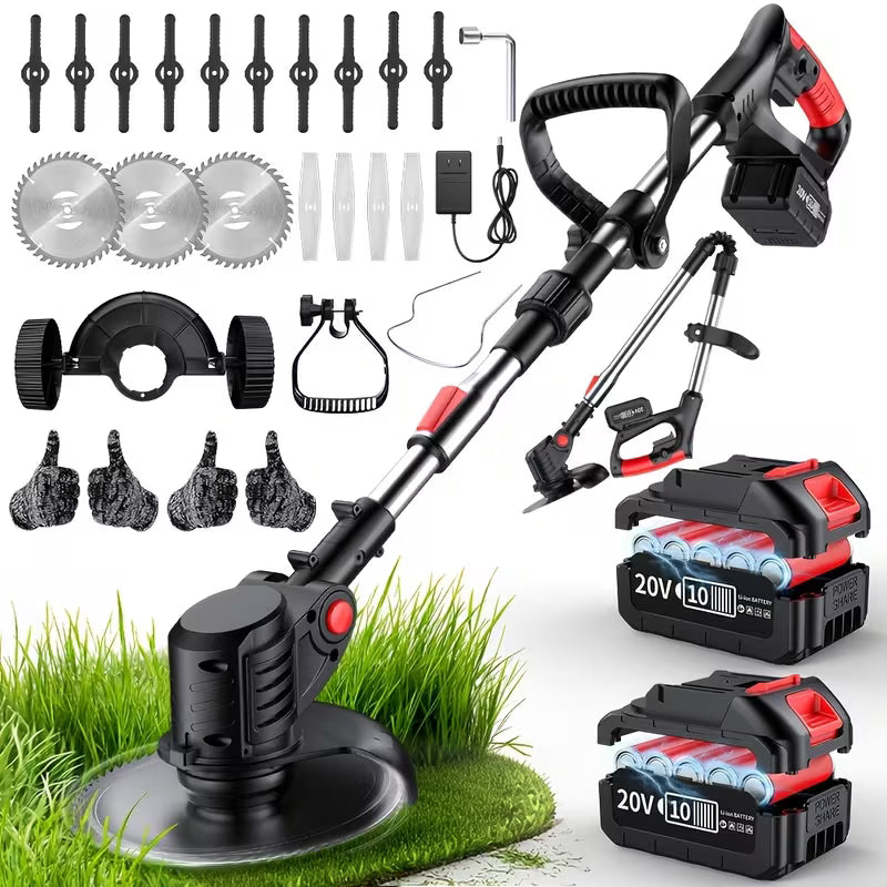 Portable Cordless Electric Lawn Mower, 3-in-1 Trimmer Edger