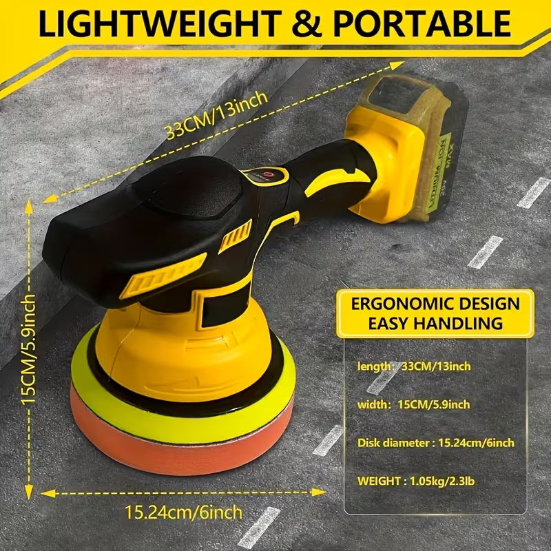 Cordless Car Polisher for Dewalt 20V Battery, Polisher And Damper, 6 Variable Speeds