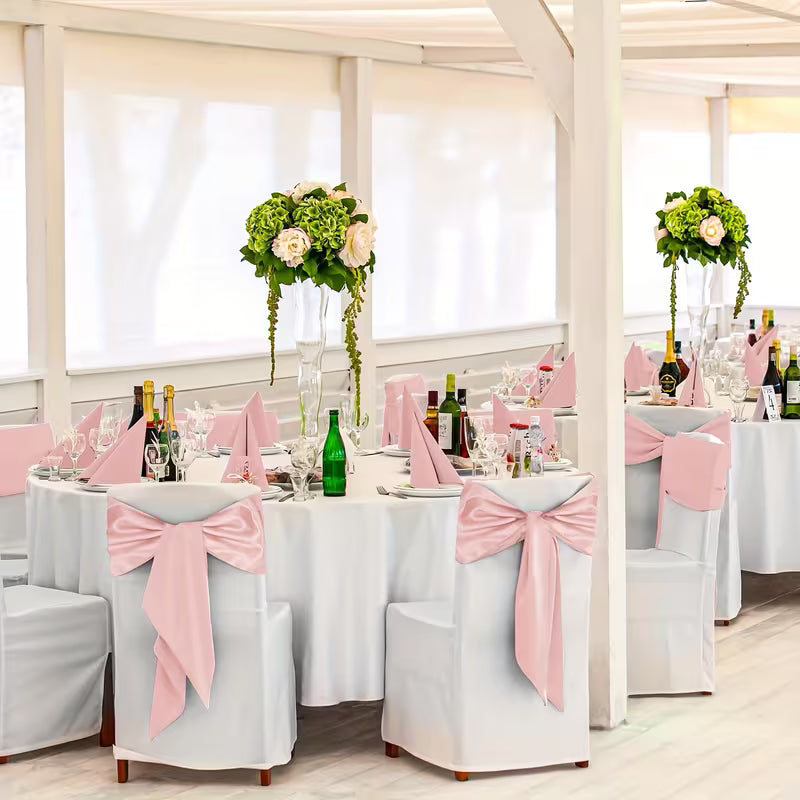 Satin Chair Sashes Bows, Chair Ribbon Ties Back Set