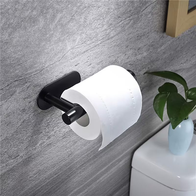 1pc No-Drill Wall-Mounted Plastic Toilet Paper Holder, Multi-Functional Roll Paper Holder