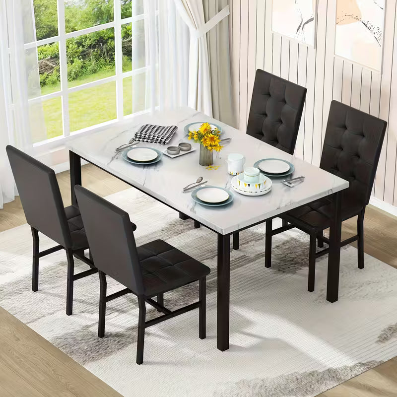 LAMERGE 5pcs Of Dining Table Set, Dining Room Table Set Can Be Used By 4 People, Kitchen Table Set