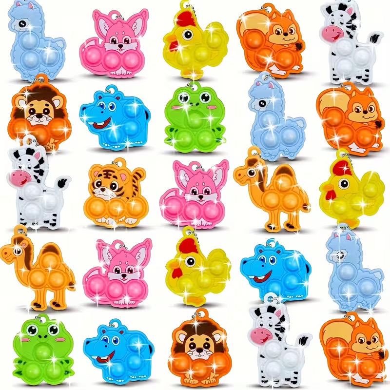 10/20-Piece Animal Pop Fidget Toys Aniaml Fidget Keychain