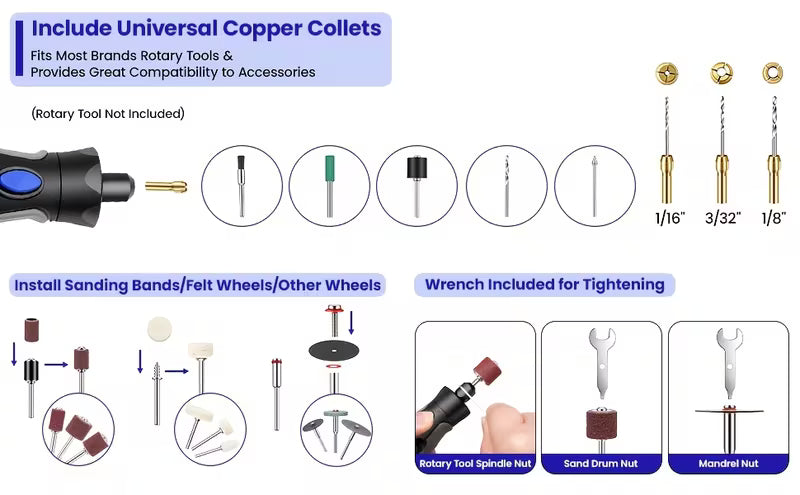 652pcs Rotary Tool Accessory Kit/448pcs with Mini Cordless Rotary Tool/70pcs with Mini Cordless