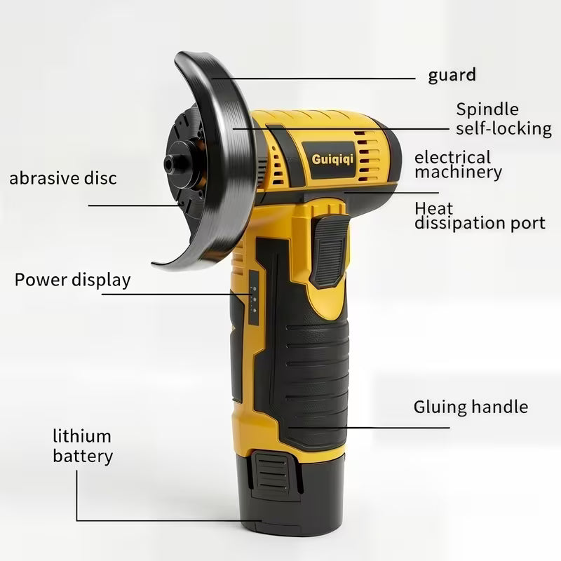 Mini Wireless Angle Grinder, 19500RPM Electric Grinding, Wood