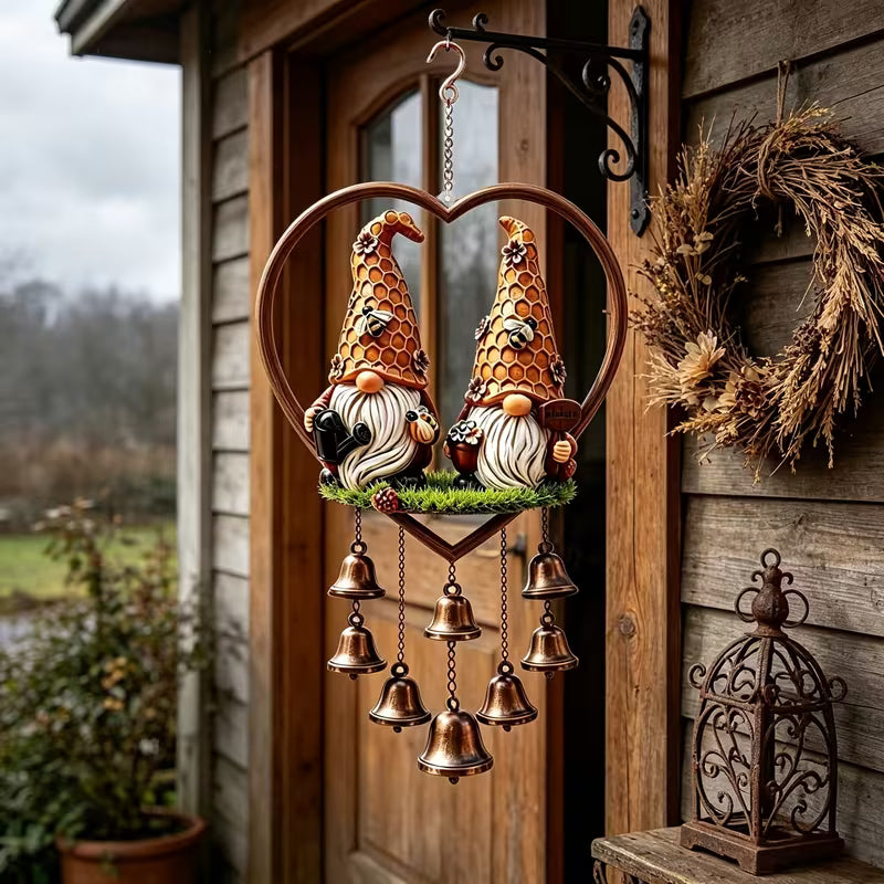 A Honeycomb Gnome Wind Chime Decorative Hanging Ornament, Bee Gnome Decor
