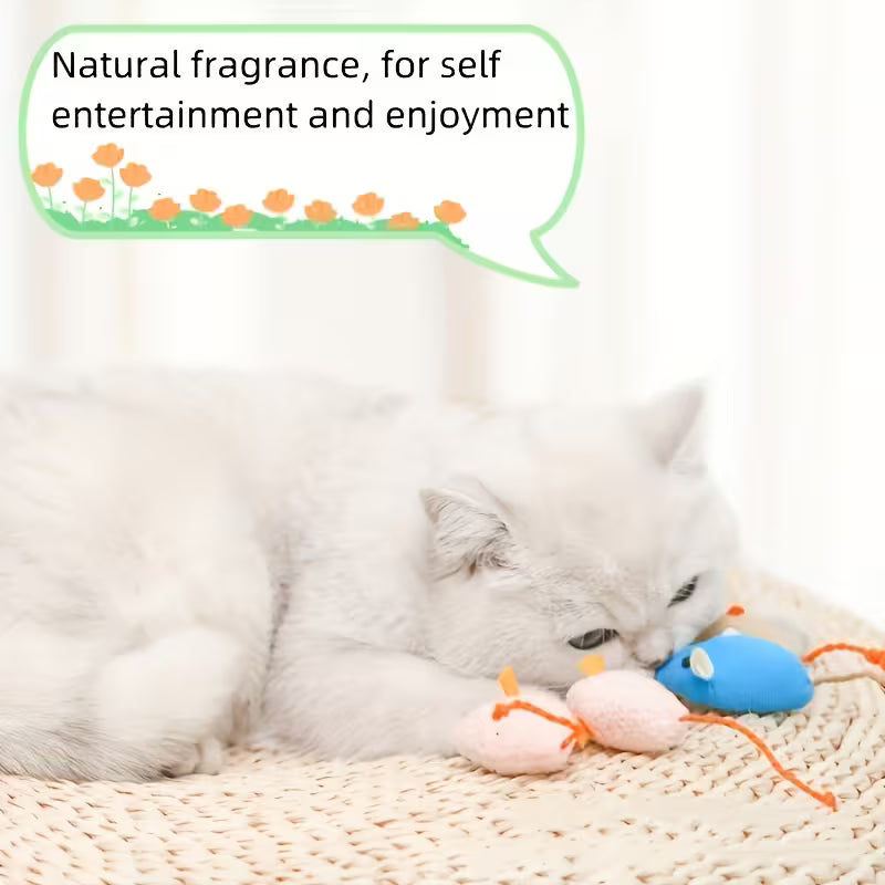 10pcs/20pcs Random Colors Realistic Plush Mouse Cat Toys - Assorted Set, Polyester, Random Color