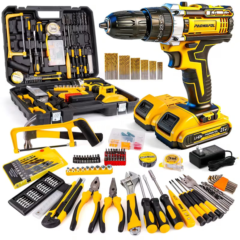 Electric Drill Set, 209pcs Lithium-Ion Drill Driver And Home Tool Set