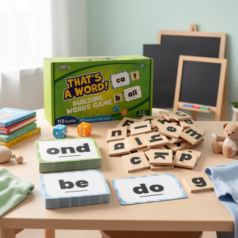 Word Construction Game Featuring 112 Flashcards Designed for Children