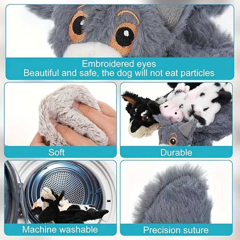 Durable Crinkle Squeaky Pet Toys - Plush Stuffless Set