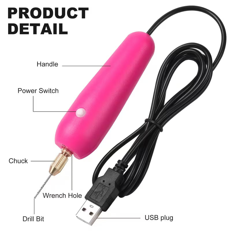 46pcs Mini Electric Drills And Resin Drilling Tools USB Mini Drills for Polishing And Jewelry