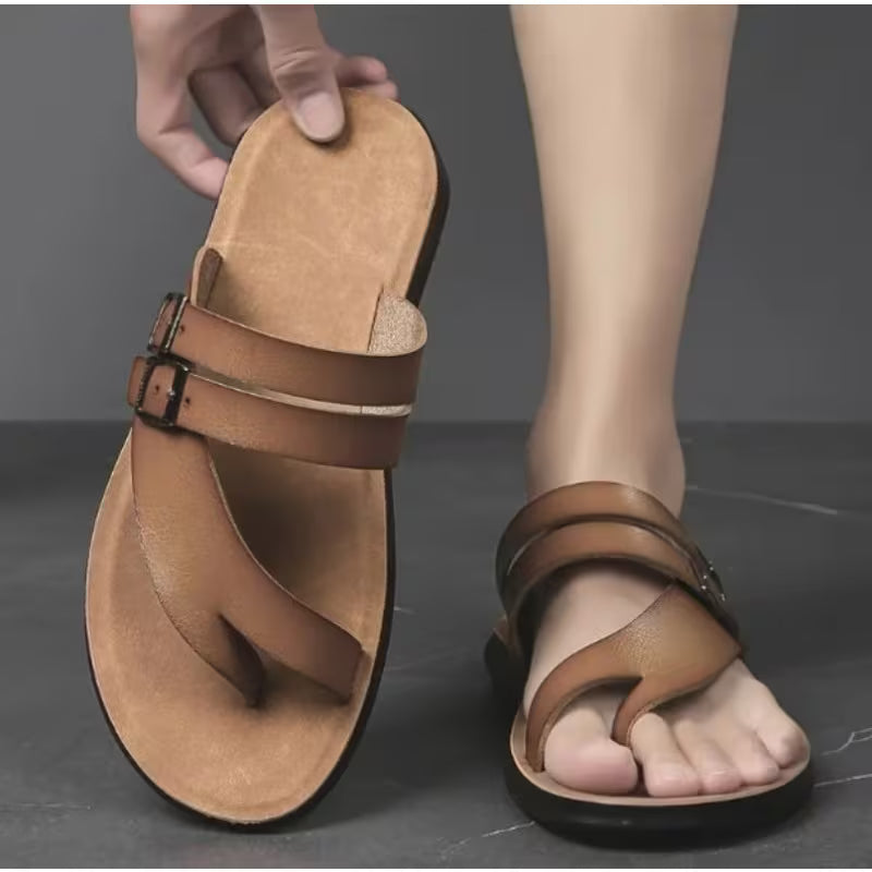 Men's - Business Casual Slippers - Indoor/Outdoor Slip- Sandals with Cushioned Sole & Upper