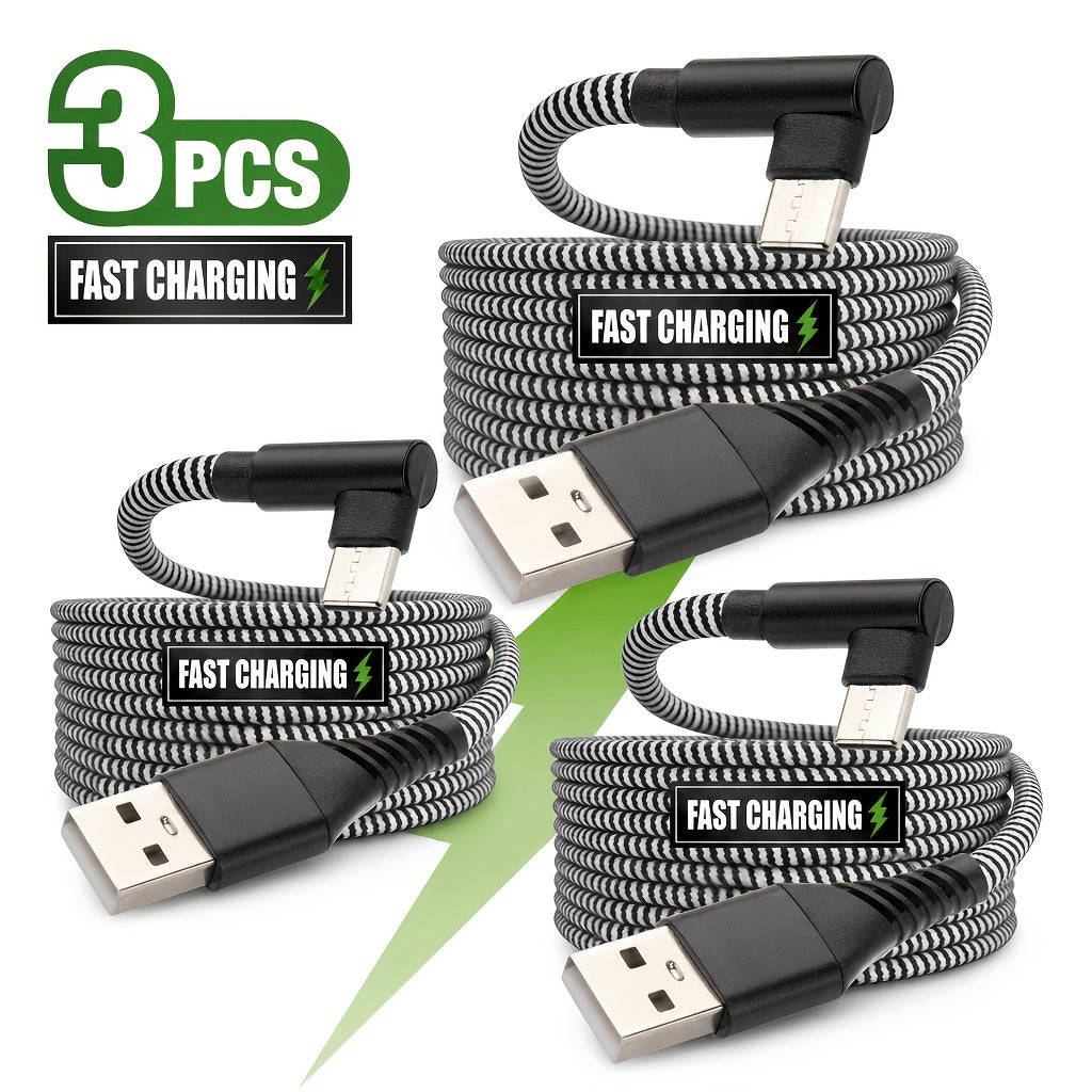 Set Type-C Fast Chargers, USB to 90° USB-C Premium Gray-black, Black
