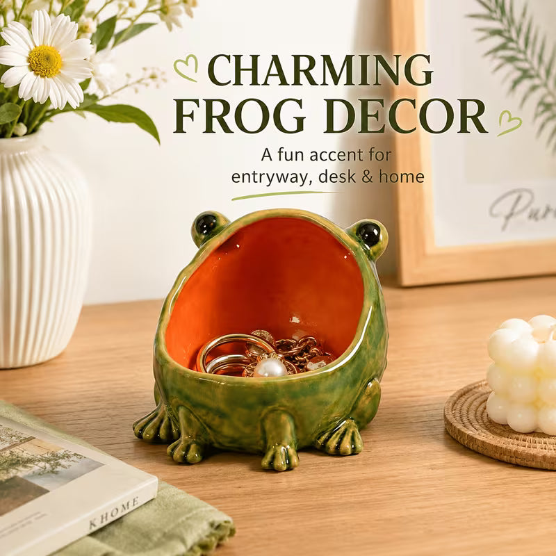 Cute Frog-Shaped Key Holder & Snack Jar - Adorable Frog Storage Box Suitable for Keys, Candy