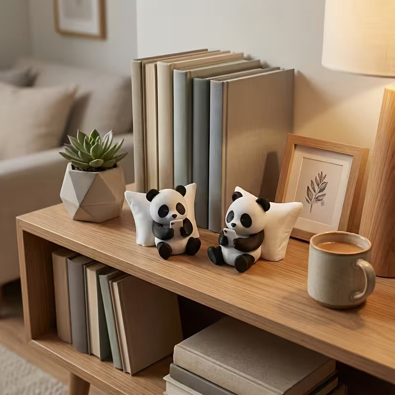 Panda Sculpture Ornament, Creative Animal Model, Desktop Office Decoration, Car Decor