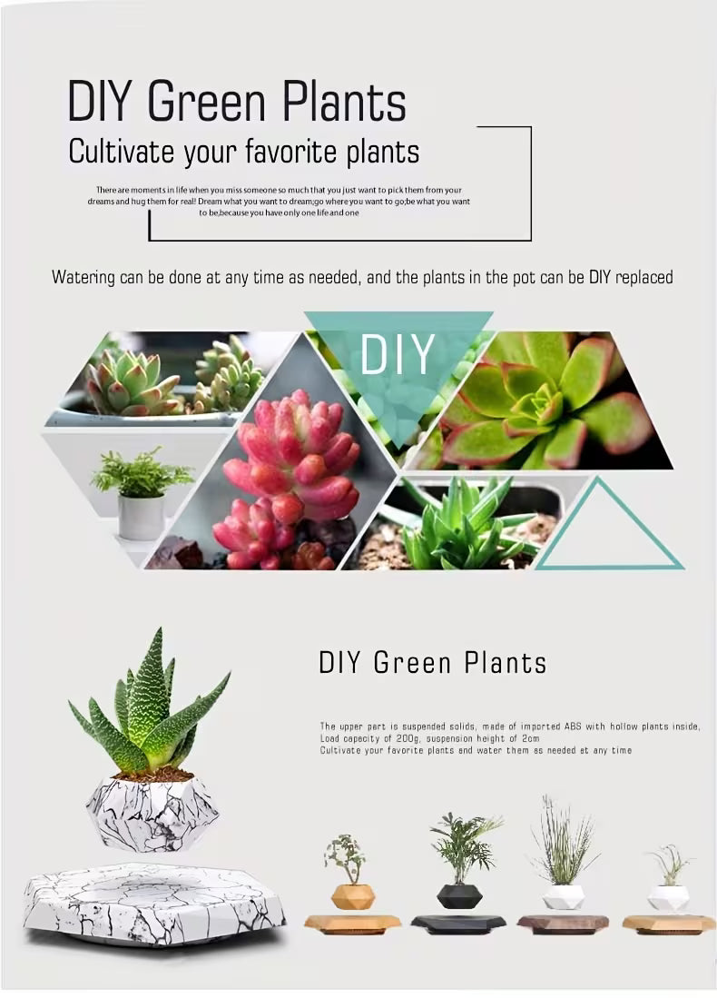 Hot Selling Geometric Magic Magnetic Levitating Planter Pot Rotating Floating Flower Pot Planter