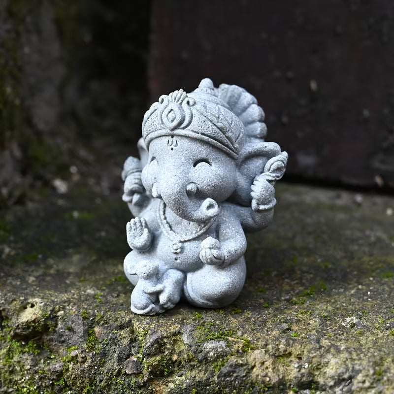 1pc Indian Elephant God of Wealth Statue - Resin, Religious Theme for Garden, Moss Planter &