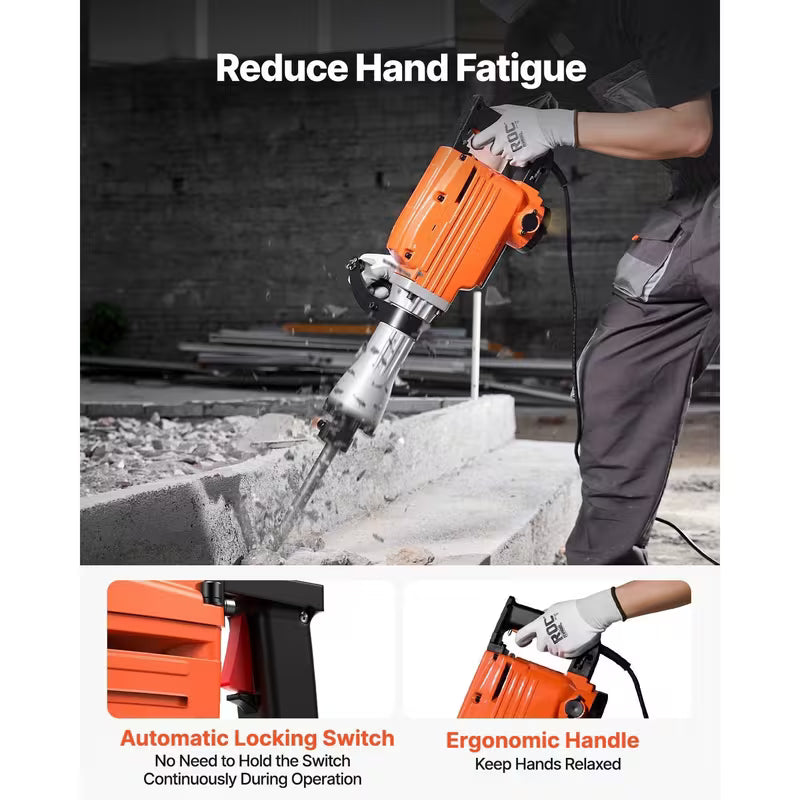 VEVOR Demolition Jack Hammer, 2200W Electric Jackhammer Heavy Set