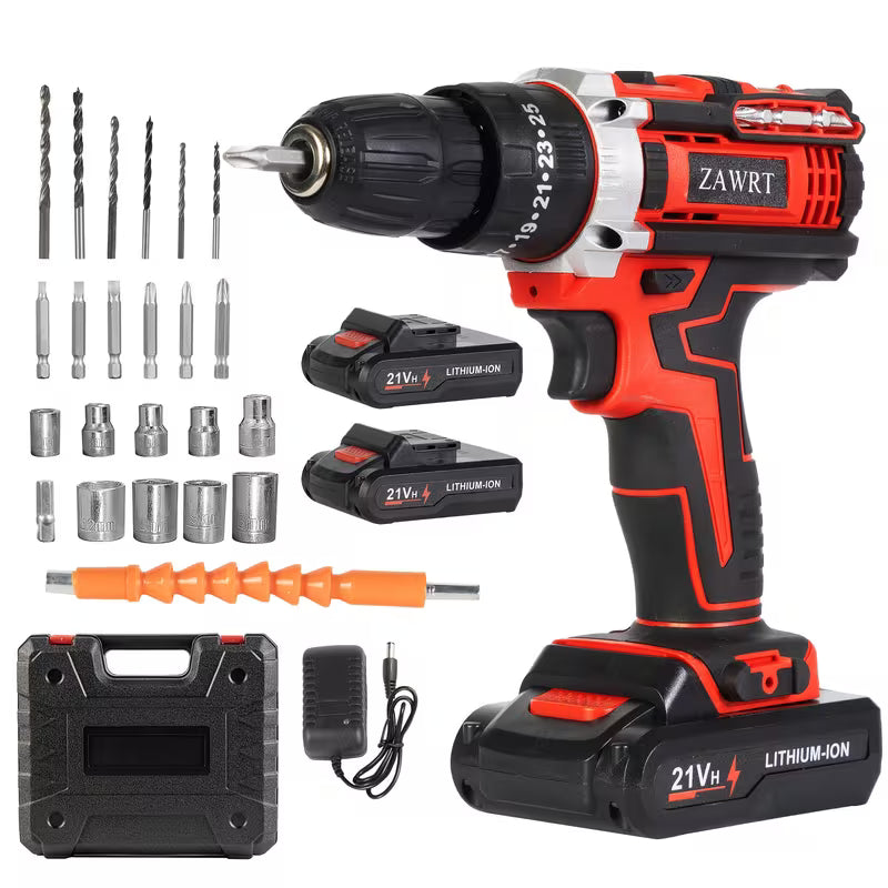 21V Cordless Impact Wrench, Wireless Drill Kit, Brushless Electric Impact Gun Drill
