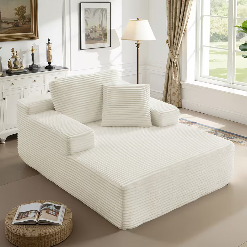 51-Inch Oversized Boneless Lounge Chaise Recliner - Corduroy Sofa with Pillows And Armrests