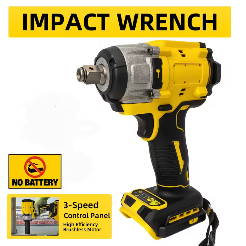 Cordless, 20V Power, Brushless Impact Wrench with 2 Variable Speeds