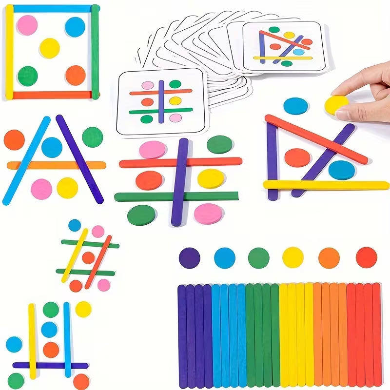 Kids Rainbow Stick Puzzle Toys Color Sensory Logical Thinking Matching
