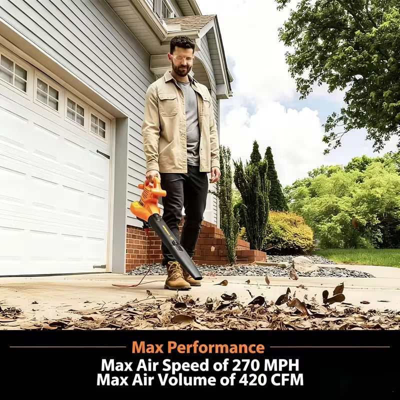Lawnmaster BV1210 Electric Corded Leaf Blower Vacuum & Mulcher - Powerful 12 Amp 2-Speed Motor