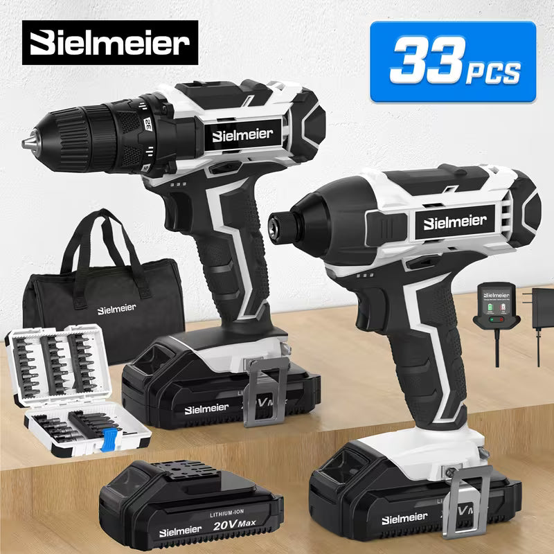 Bielmeier 20V 3/8" Drill & 1/4" Impact Driver Combo Kit Set