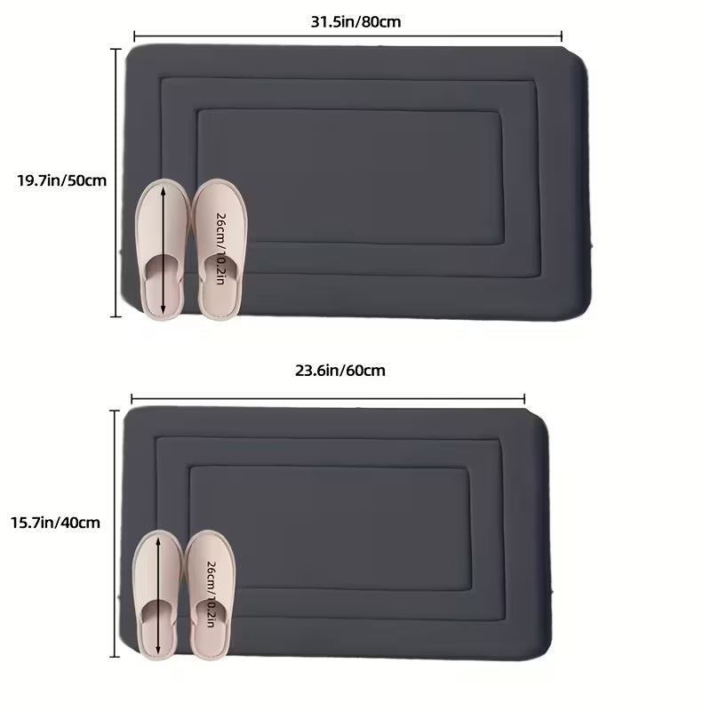 1 Memory Bathroom Mat Absorbent Non-slip Cushion Mat Rubbing Mat Long Mat Comfortable Standing Mat PVC Backing Living Room Bedroom Kitchen Sink Laundry Office Carpet.