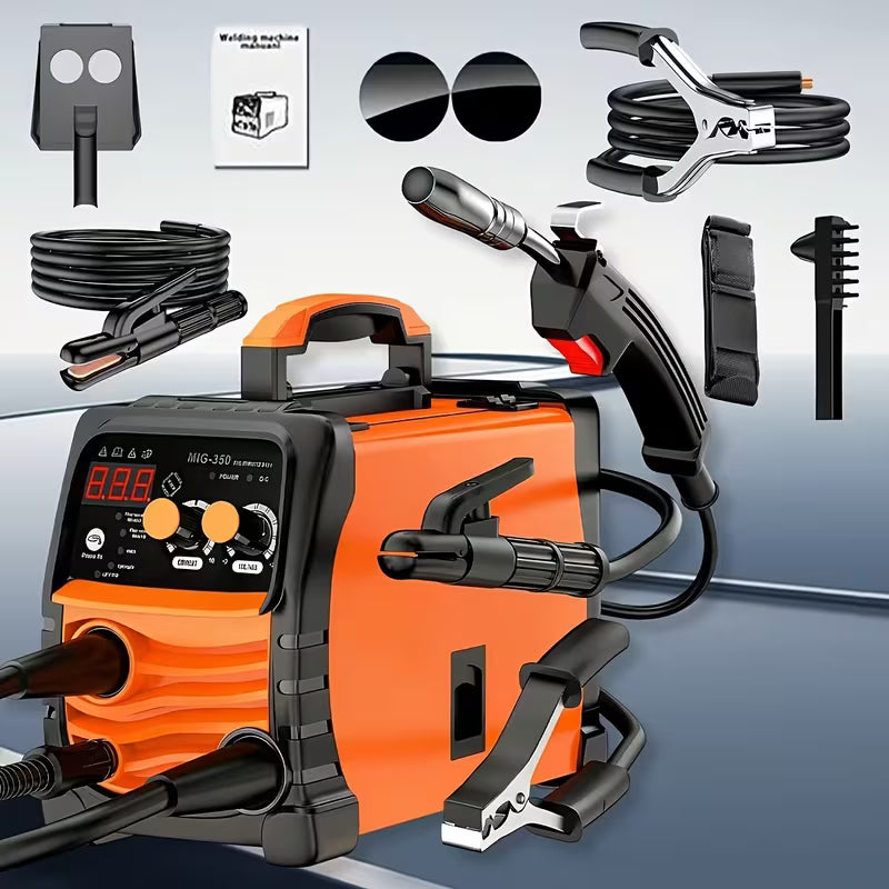 MIG-350/MIG-250 3 In 1 Welding Machine, 110V 60Hz 105A Gasless MIG/Stick ARC Welder With Orange