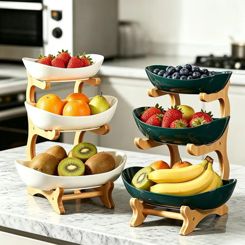 A Creative Two-tier/three-tier Kitchen Fruit Basket, Large-capacity Layered Fruit Basket