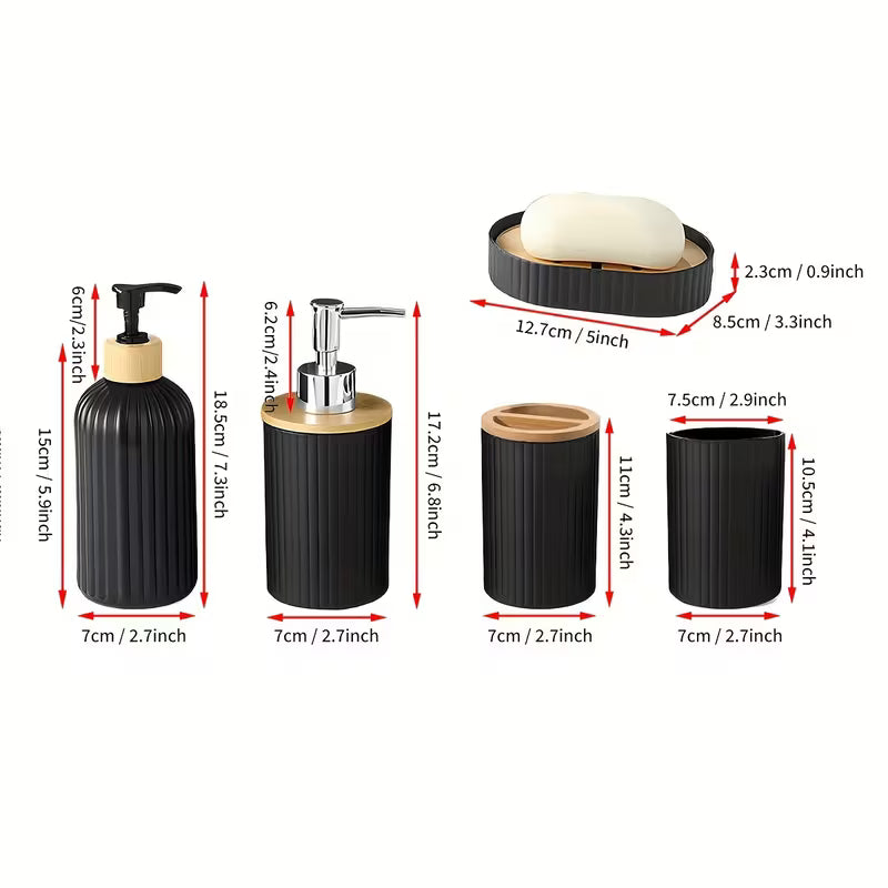 Black Bathroom Additions Sets, Hand Soap Dispenser, Toothbrush Cup
