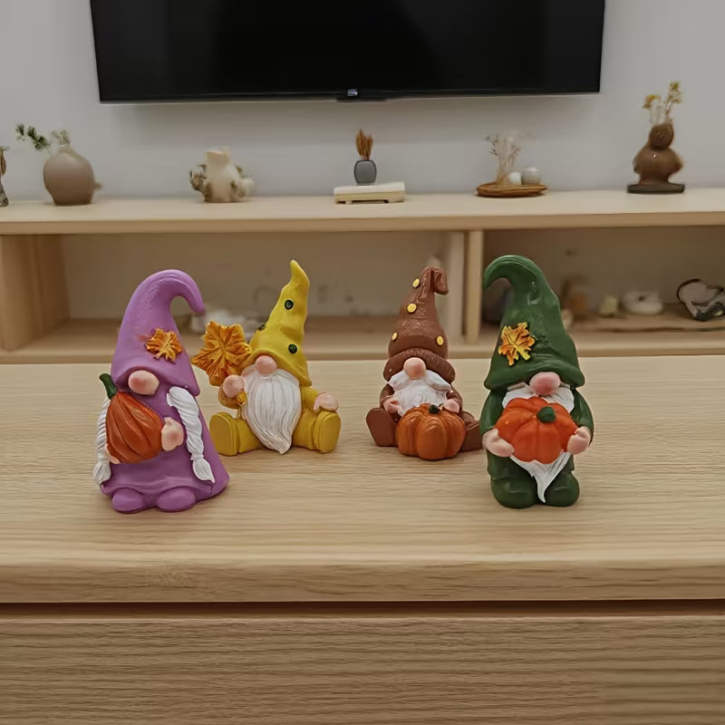 A Set of 4 Gnome Figurines for Desktop Decoration, Suitable for Use in Offices, on Desks