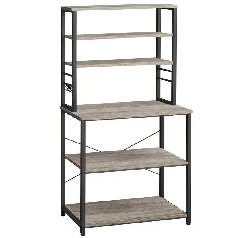 Multipurpose Baker'S Rack Display Table, 6-Tier Kitchen Coffee Bar Storage Shelf with 6 Hooks