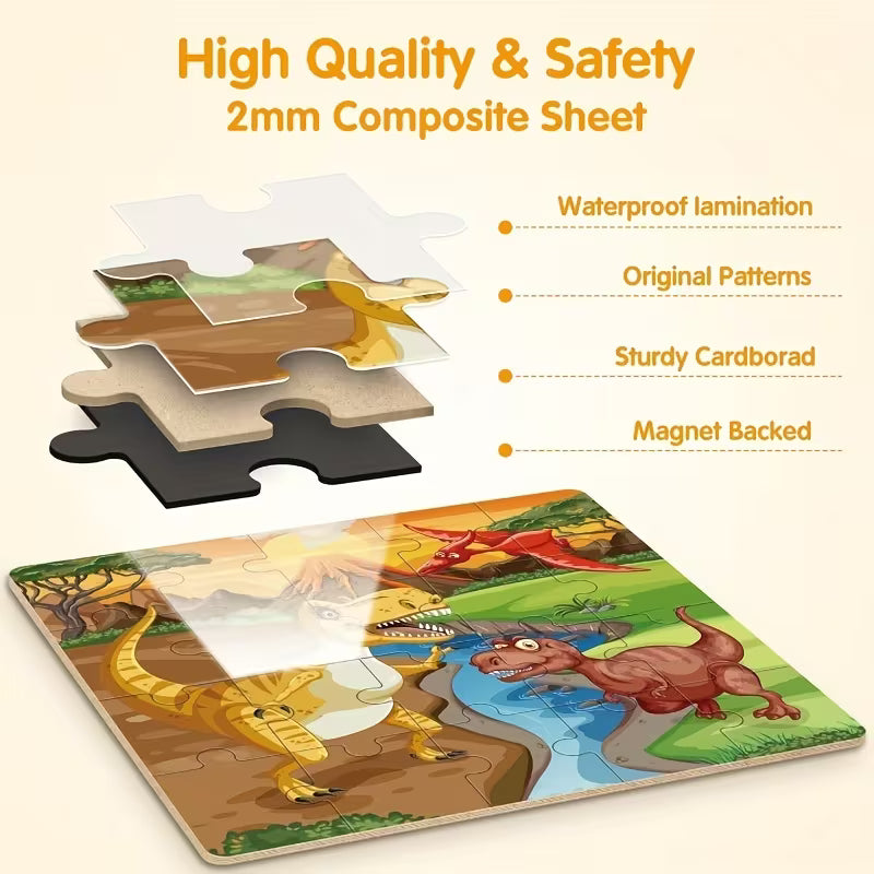 SYNARRY Magnetic Dinosaur Puzzles for Kids Ages 3+years Old