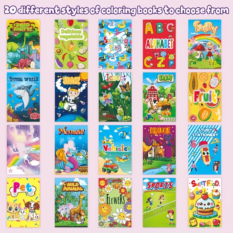 20-Pack Multi-subject Coloring Book Random Color Style