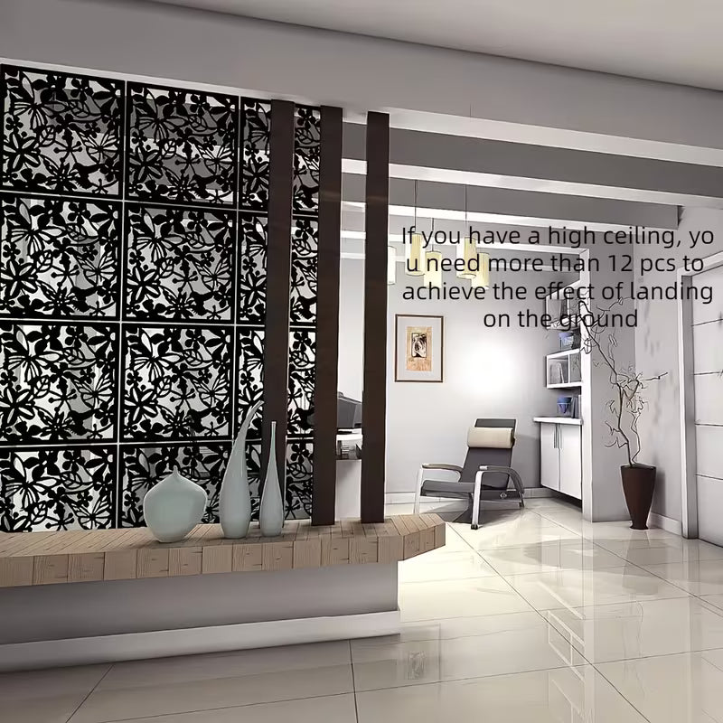 12pcs Art Deco Plastic Room Divider Panels | Set, Wooden