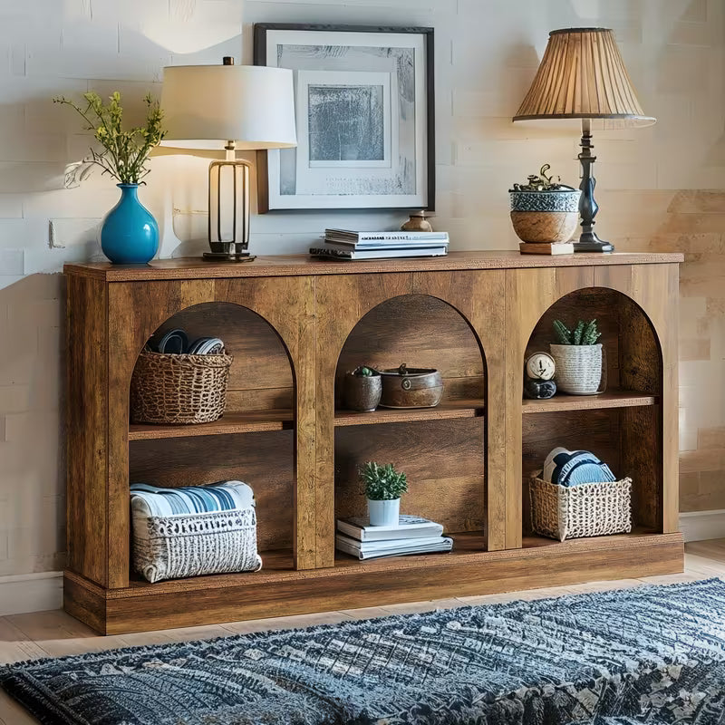 62.99" Modern Farmhouse & Industrial Console Table - -Long Sofa Table Behind Couch