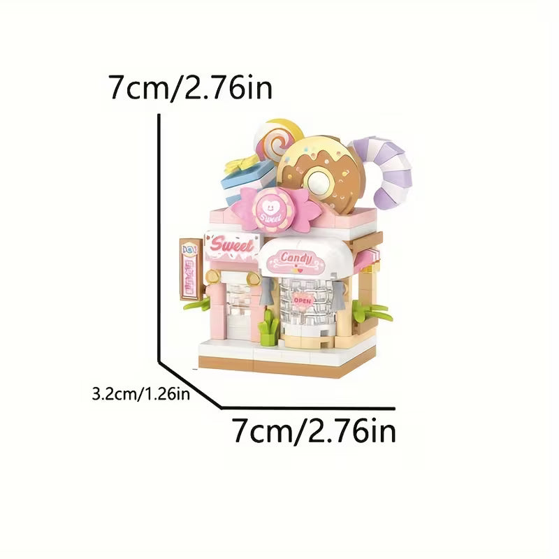 Mini Assembly Small Granule Building Blocks Pet Shop Street Scene