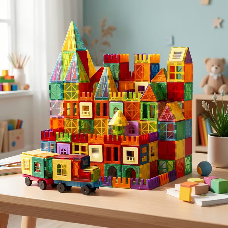 80/106/136-Piece Magnetic Tiles for Kids
