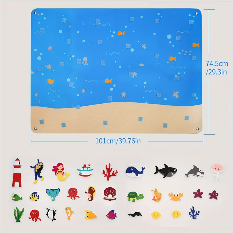 Educational Toys Underwater Animal Felt Storyboard Set 29.5x40 Inches