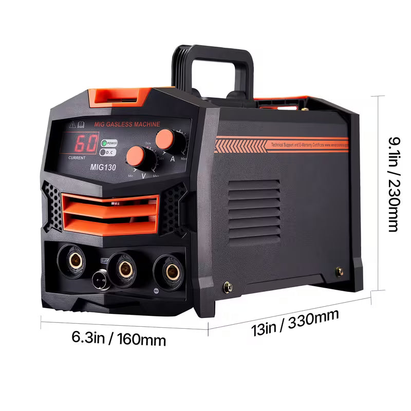 MIG Welder 130Amp Gasless Flux Core Mig Welding Machine with IGBT Inverter Tech