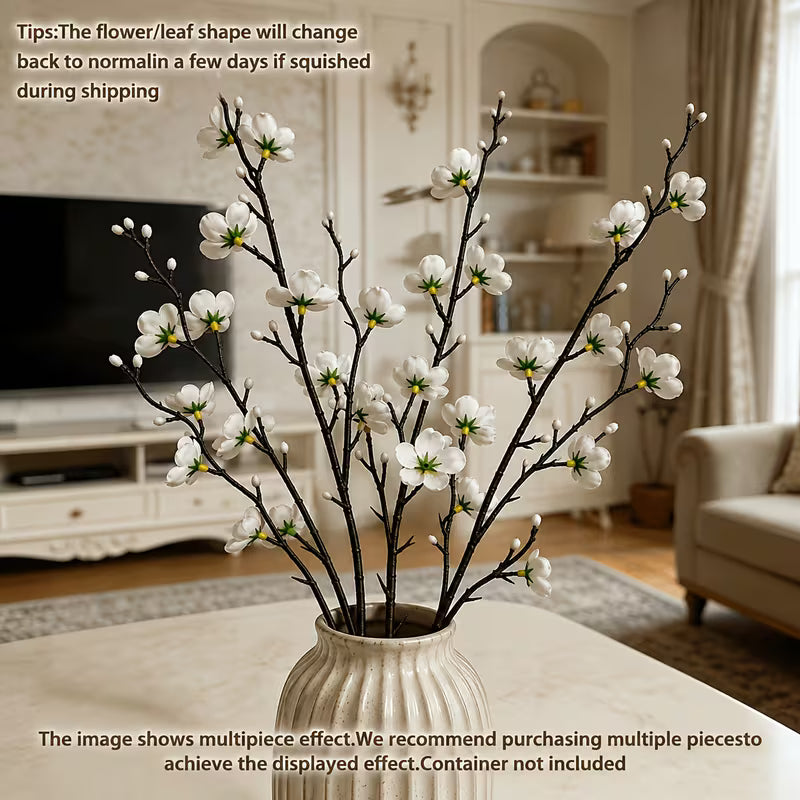 Stems of Snow-White Plum Blossoms - Realistic Plastic, Plastic, White