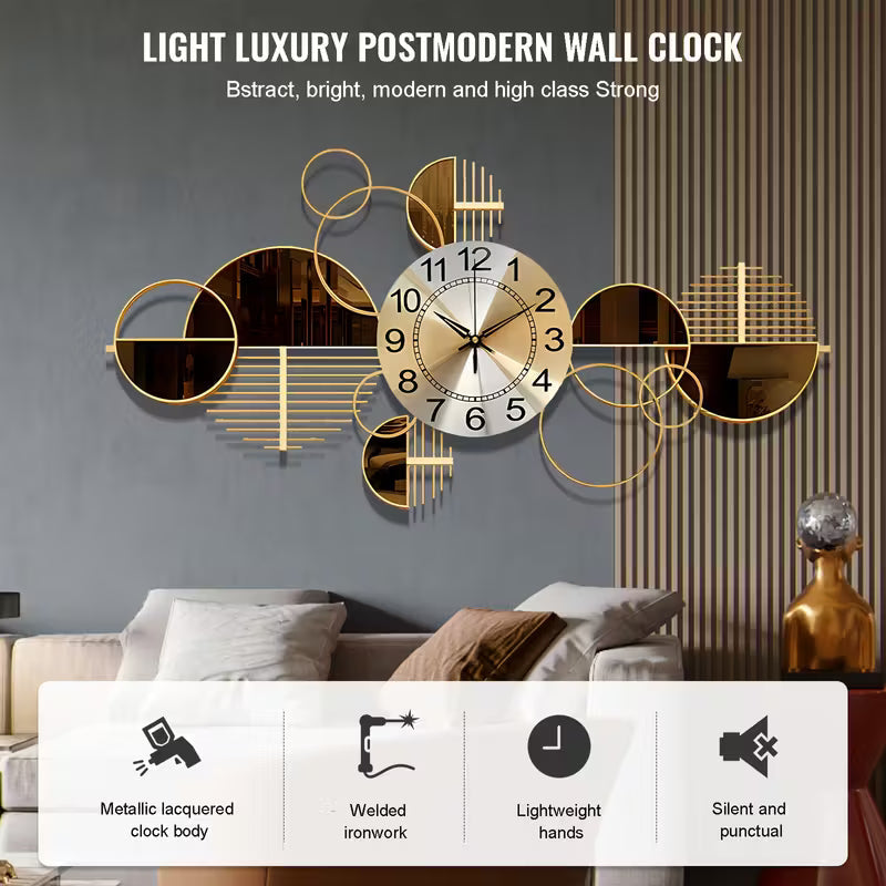 Metal Wall Clock Decorative 3D Metal Wall Art Clock For Living Room Bedroom Creative Modern Big