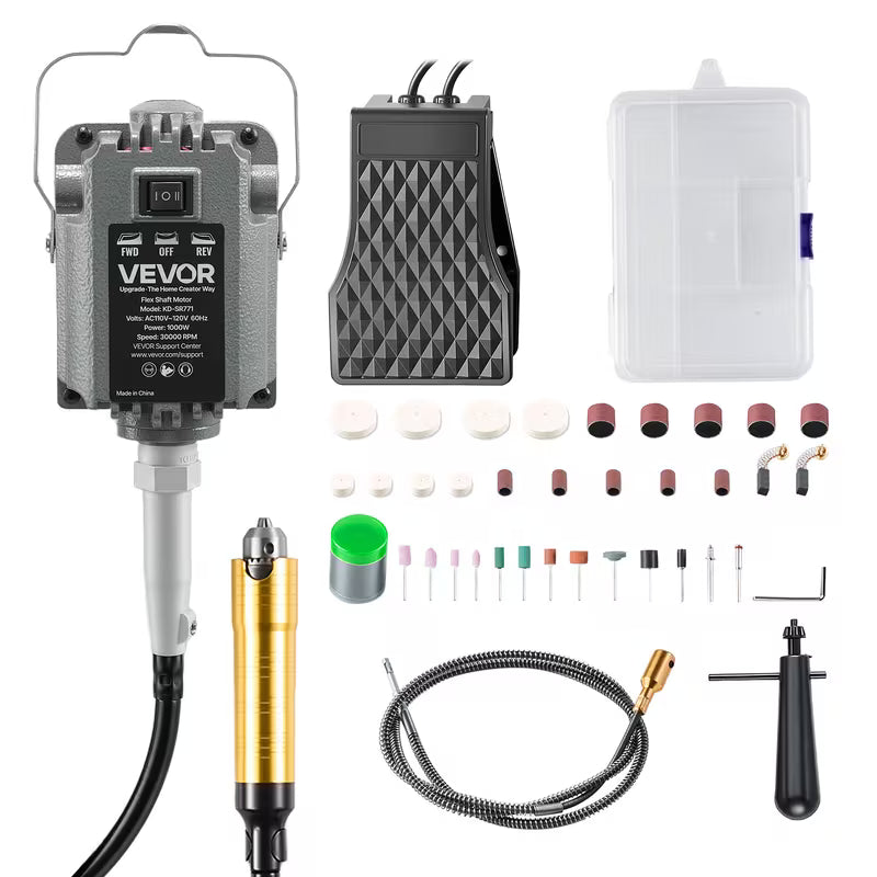 VEVOR Flex Shaft Grinder, 1000W 30000RPM Electric Flex Shaft Rotary Tool