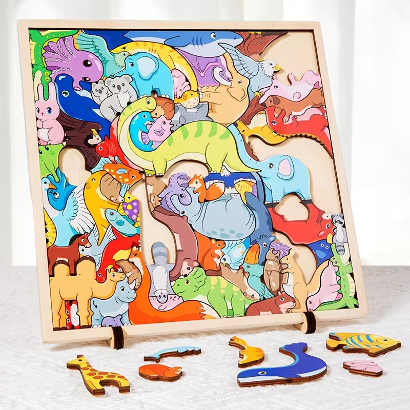 Puzzle New Crazy Animal Dinosaur Jigsaw Wooden 3D Puzzle Brain