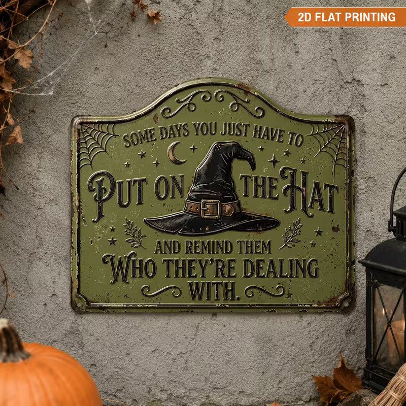 2D Flat - 【2D Flat】 1pc, Witch Hat Sign, Magic Plaque, Halloween Decor, Outdoor Decor