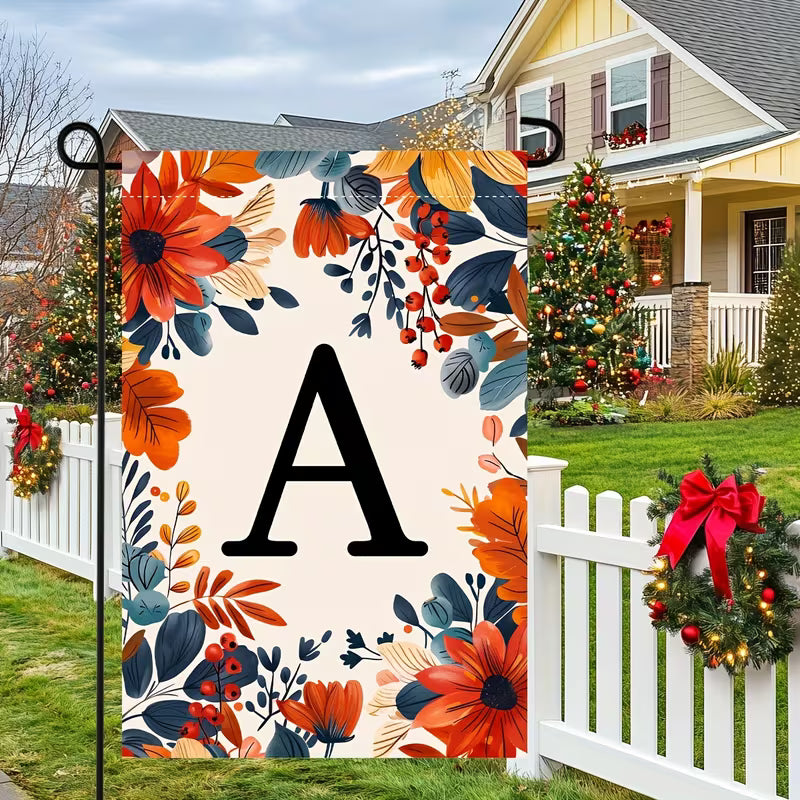 Double-Sided Welcome Yard Banner - Charming Monogram Garden, Polyester